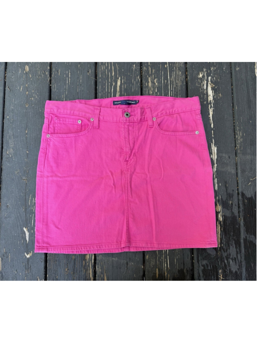 VTG Y2K Ralph Lauren Sport HOT Pink Denim Mini Skirt Women’s SZ 12 Faded